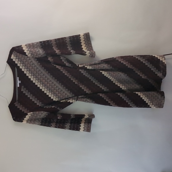 Studio One 14 Burgundy Crochet Dress 3/4 Sleeve Sheath - Picture 14 of 14